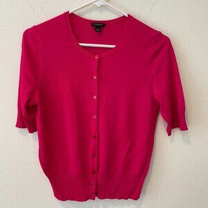 Ann Taylor Women's Button Down Short Sleeves Cardigan  Pink  Size: S